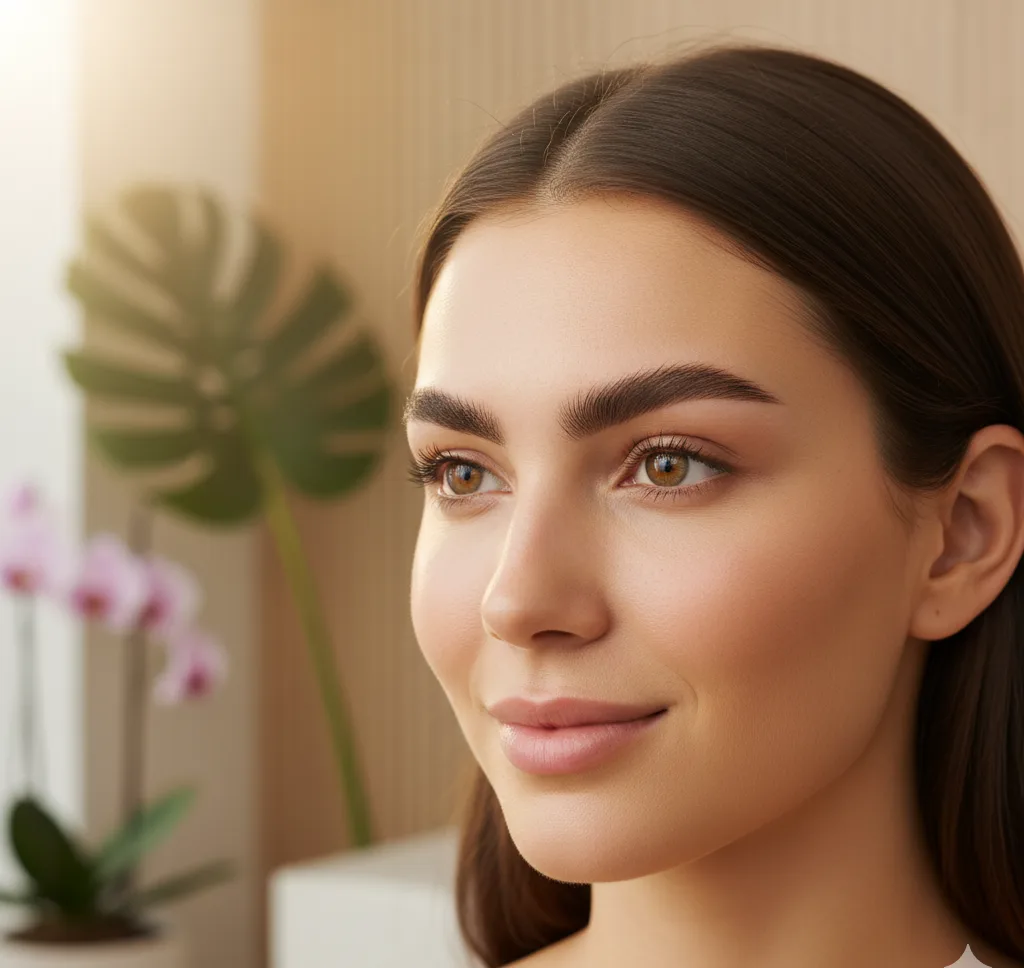 Smiling Women with Tinted eyebrow done by Brooklyn Brows NYC